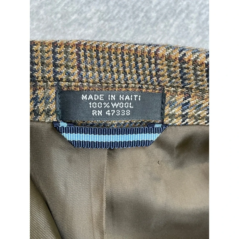 Tommy Hilfiger Blazer‎ Mens 46R Plaid 100% Wool 2-Button Single Breast Elbow Pad